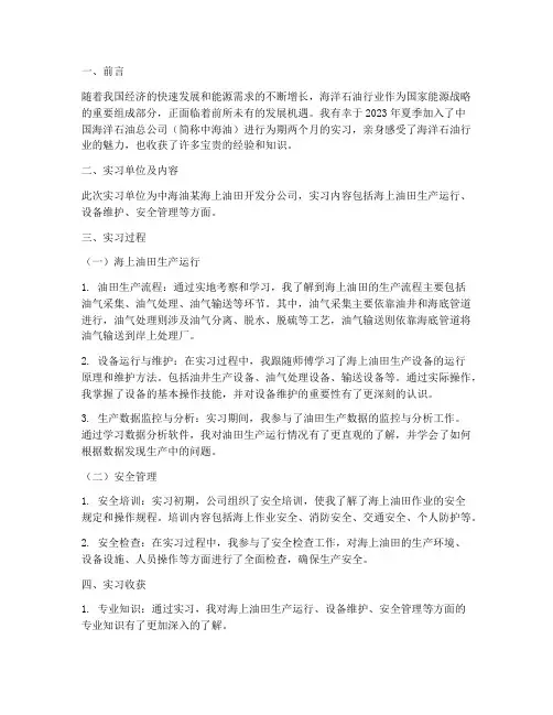 中海油实习报告