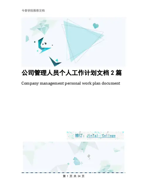 公司管理人员个人工作计划文档2篇