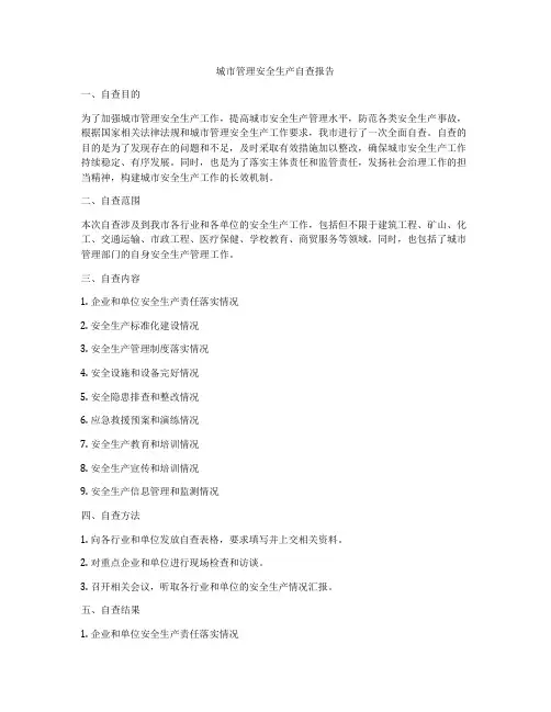 城市管理安全生产自查报告