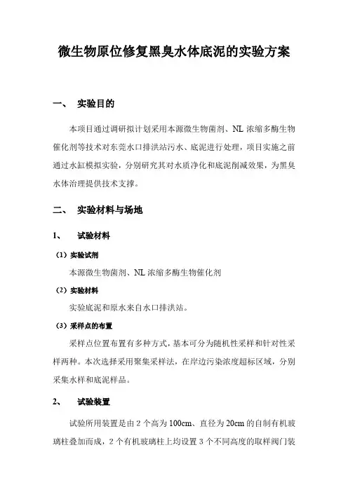 微生物原位修复黑臭水体底泥的实验方案