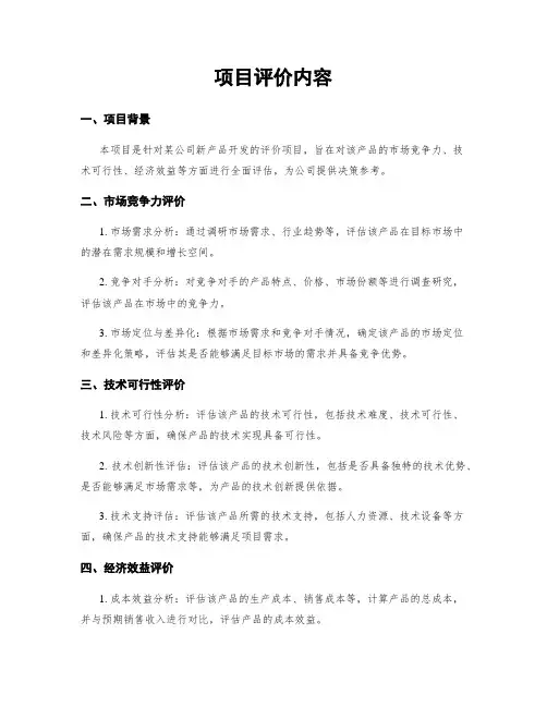 项目评价内容