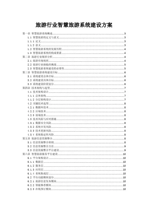 旅游行业智慧旅游系统建设方案