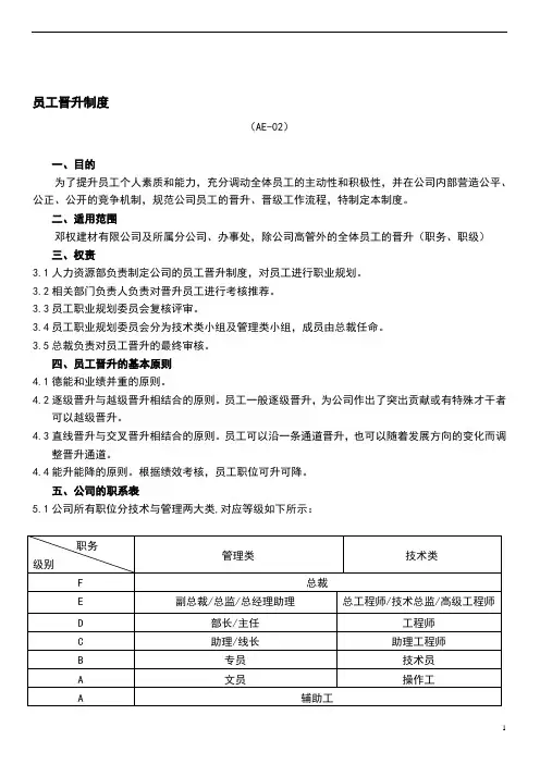 员工晋升制度(格及流程)