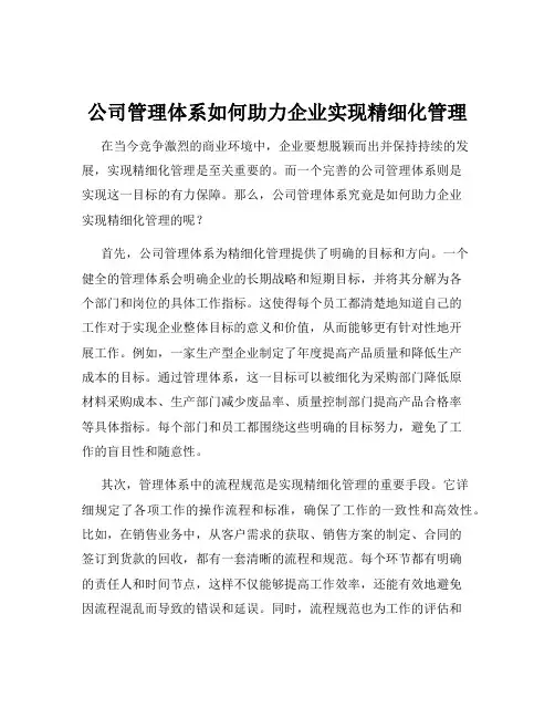 公司管理体系如何助力企业实现精细化管理