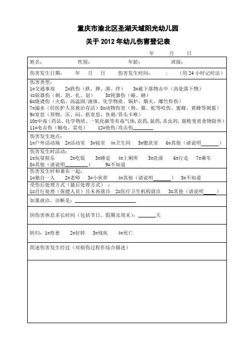 幼儿伤害登记表