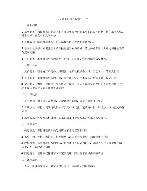 乔灌木种植工程施工工序