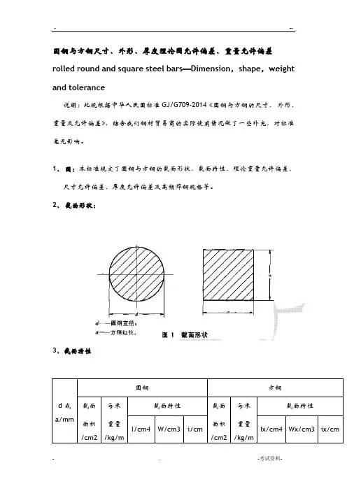 方钢圆钢尺寸,重量,厚度偏差规范
