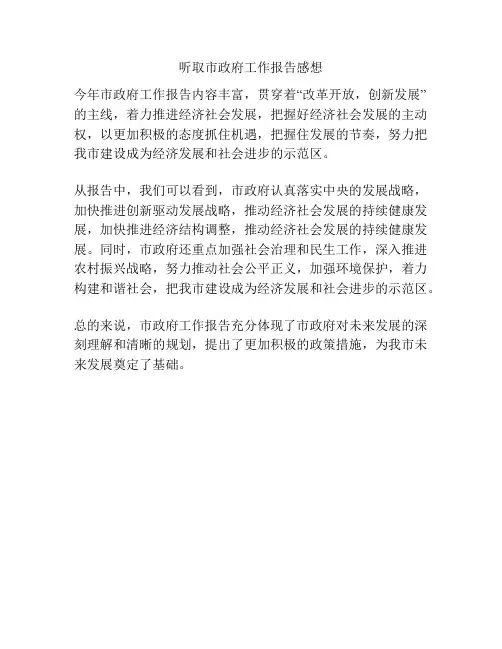 听取市政府工作报告感想