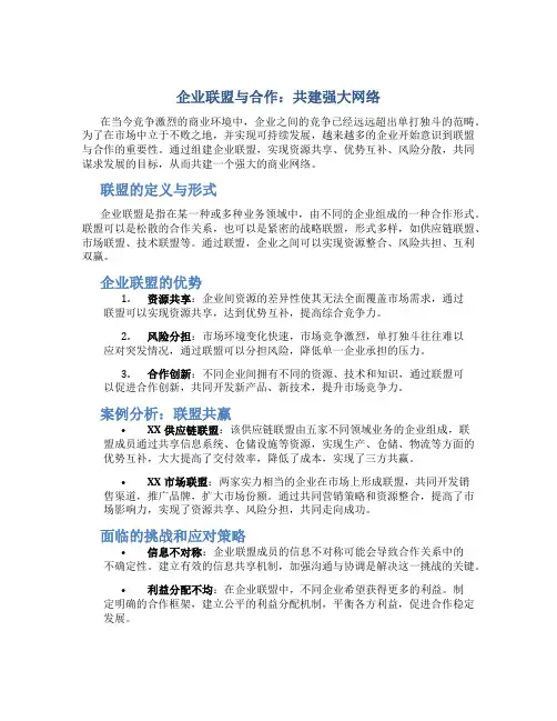企业联盟与合作：共建强大网络