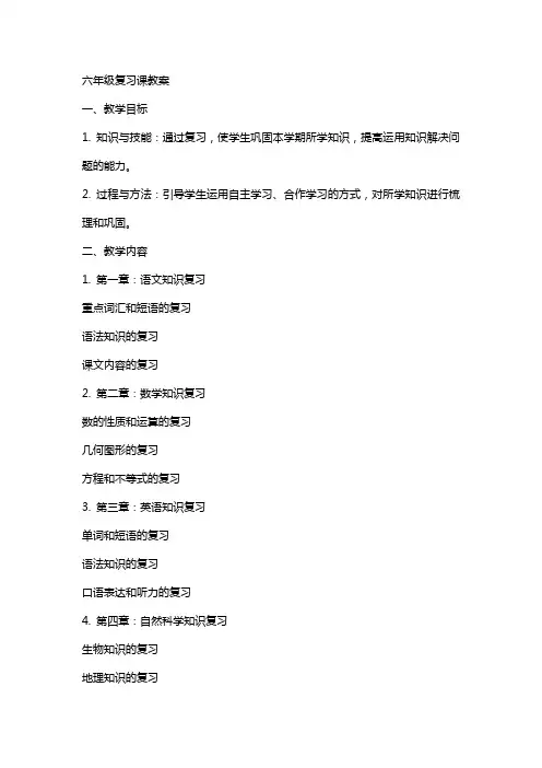 六年级复习课教案