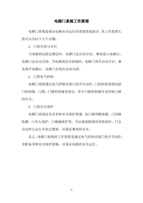 电梯门系统工作原理