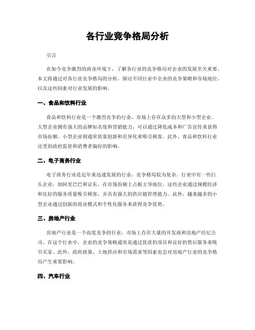 各行业竞争格局分析
