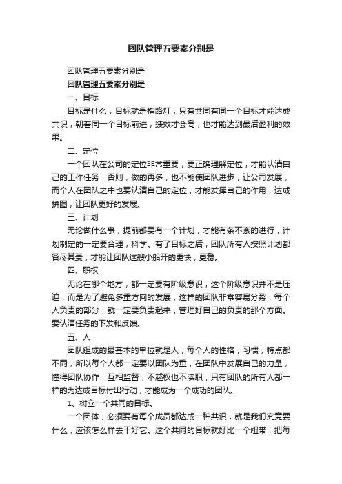 团队管理五要素分别是