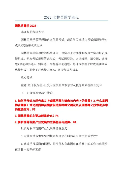 2022北林苗圃学重点