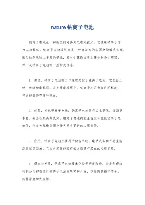 nature 钠离子电池