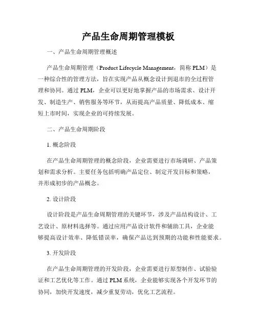 产品生命周期管理模板