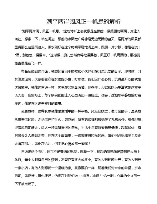 潮平两岸阔风正一帆悬的解析