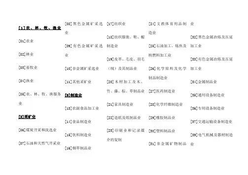 中华人民共和国国家统计局 行业分类标准 
