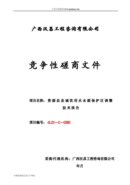 县城饮用水水源保护区调整技术报告招投标书范本