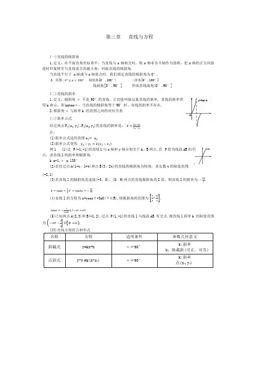 直线与方程专题复习讲义 高三数学二轮专题复习