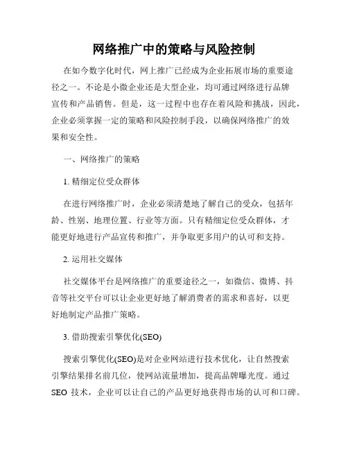 网络推广中的策略与风险控制