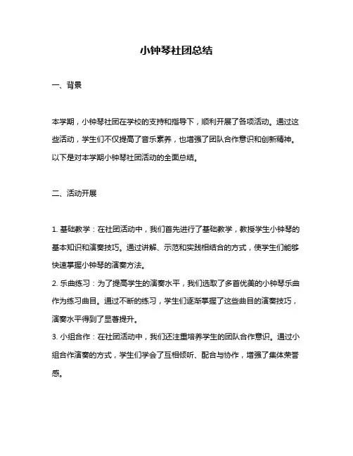 小钟琴社团总结