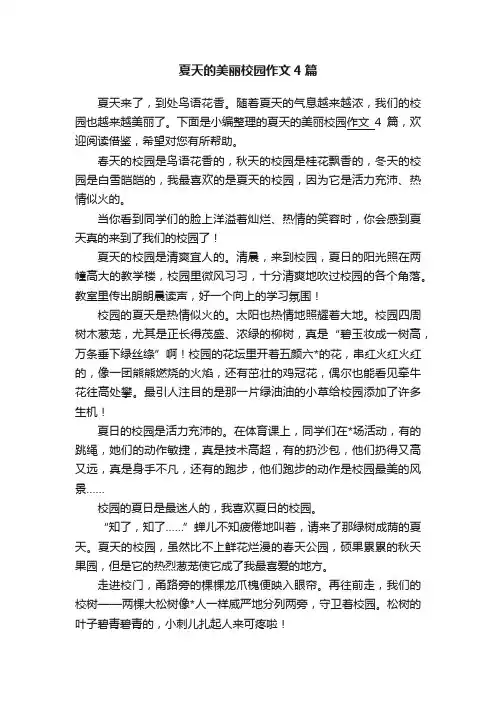 夏天的美丽校园作文4篇
