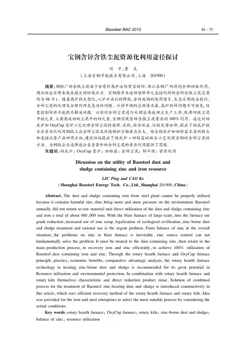 宝钢含锌含铁尘泥资源化利用途径与探讨
