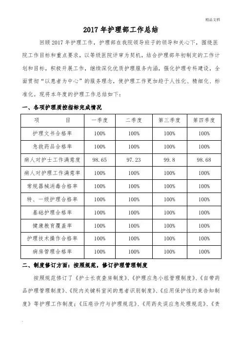2017年护理部工作总结(定稿)