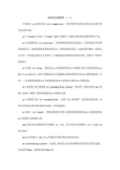 音响术语解释