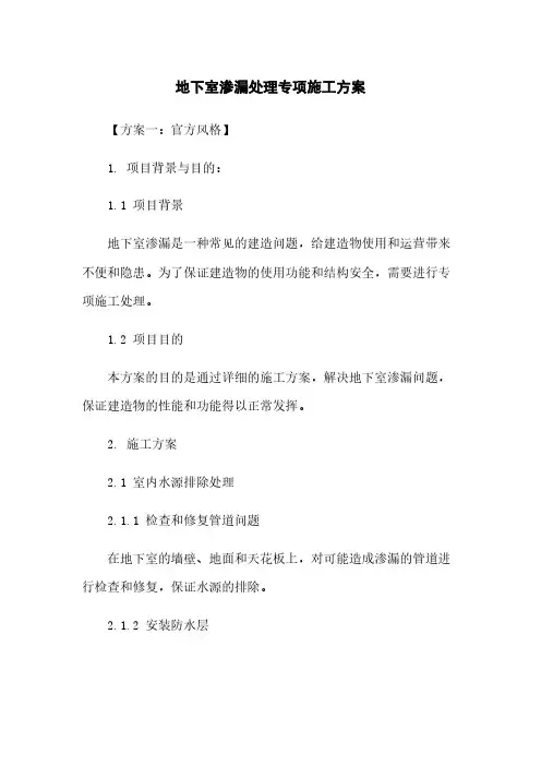 地下室渗漏处理专项施工方案
