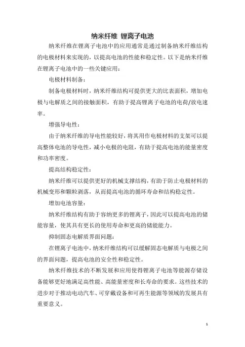 纳米纤维 锂离子电池