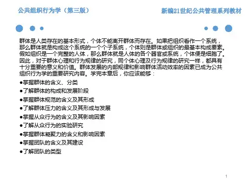 公共组织行为学第三版课件第5章群体行为与公共组织管理