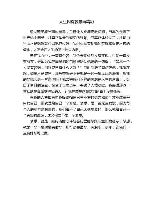 人生因有梦想而精彩