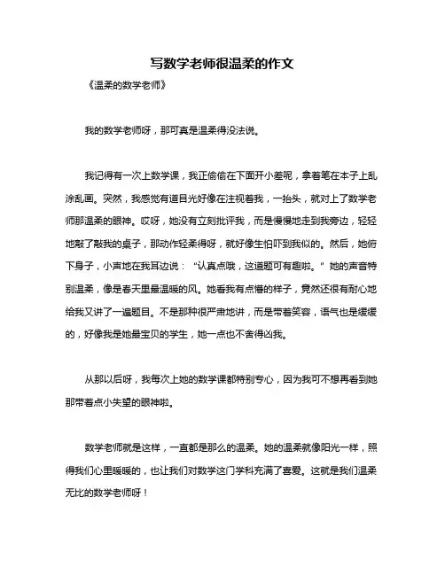 写数学老师很温柔的作文