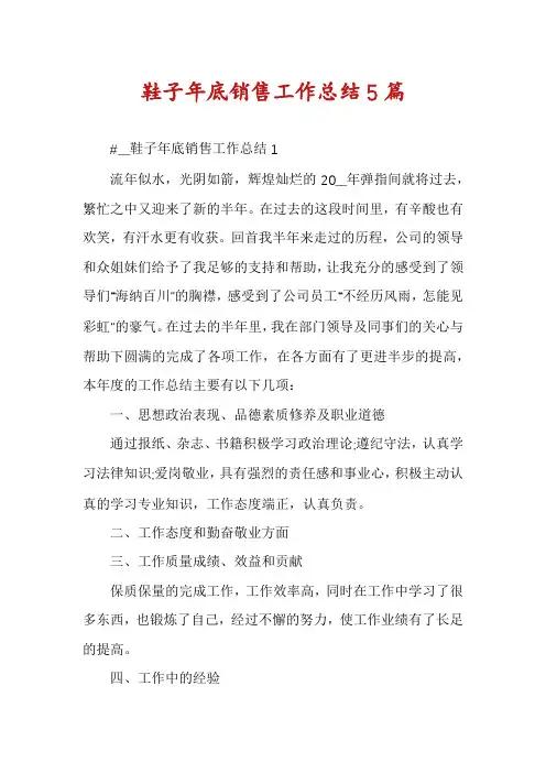 鞋子年底销售工作总结5篇