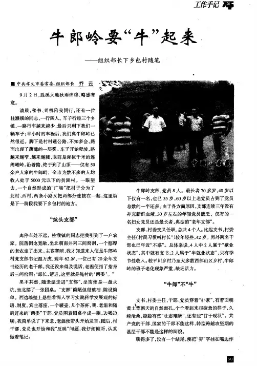牛郎岭要“牛”起来——组织部长下乡包村随笔