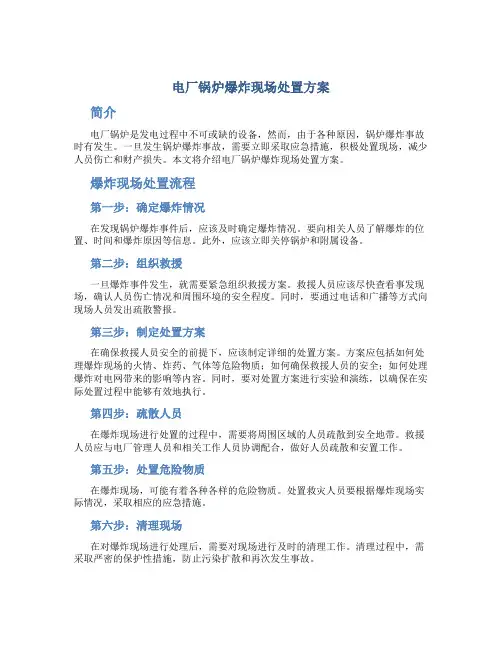 电厂锅炉爆炸现场处置方案