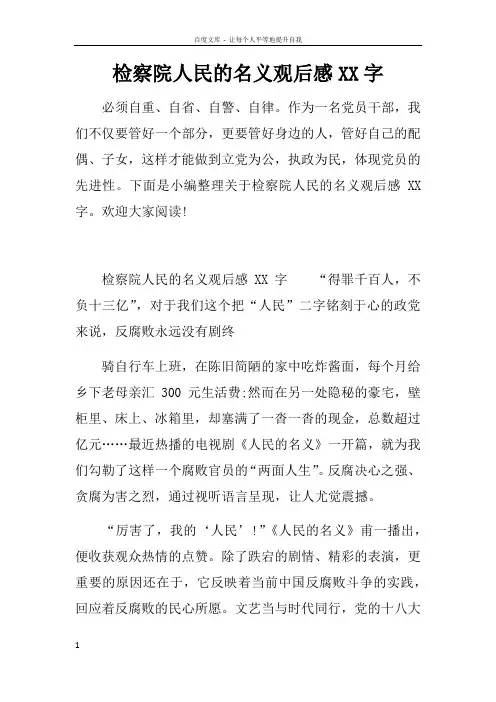 检察院人民的名义观后感XX字