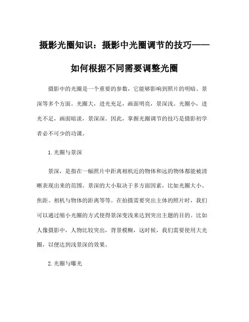摄影光圈知识：摄影中光圈调节的技巧——如何根据不同需要调整光圈
