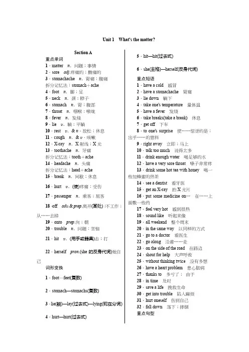 八年级下册英语人教版 重点词汇短语句型总结 晨读手册