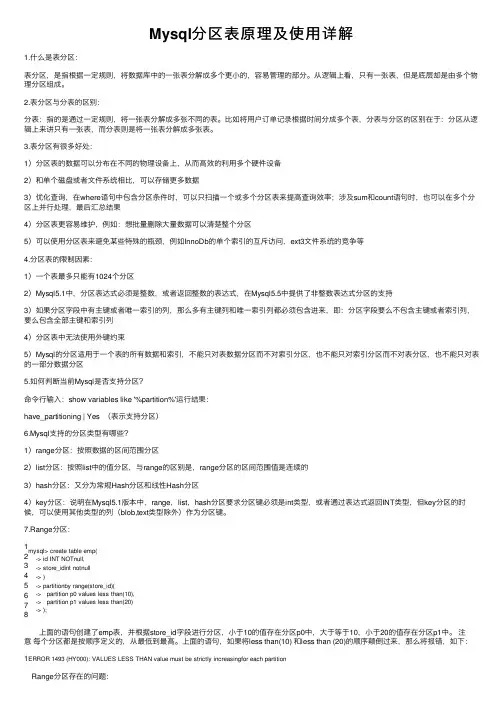 Mysql分区表原理及使用详解