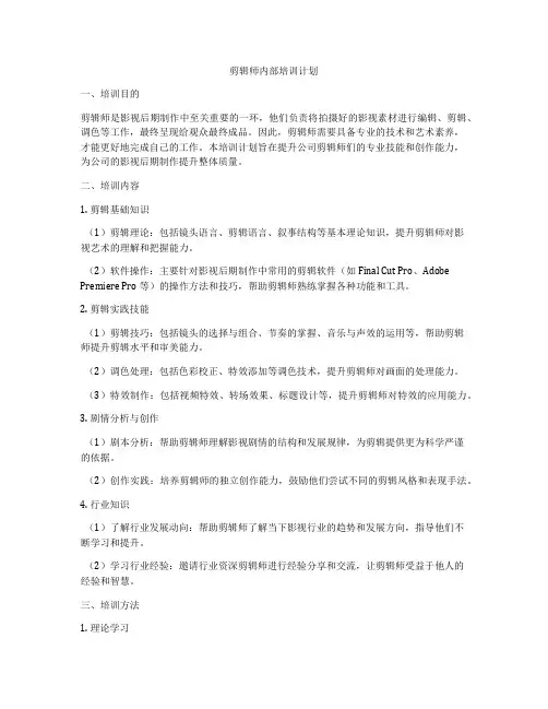 剪辑师内部培训计划