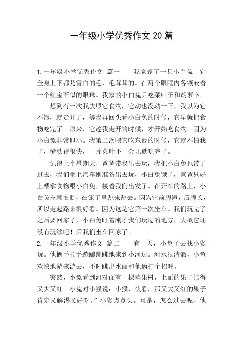 一年级小学优秀作文20篇