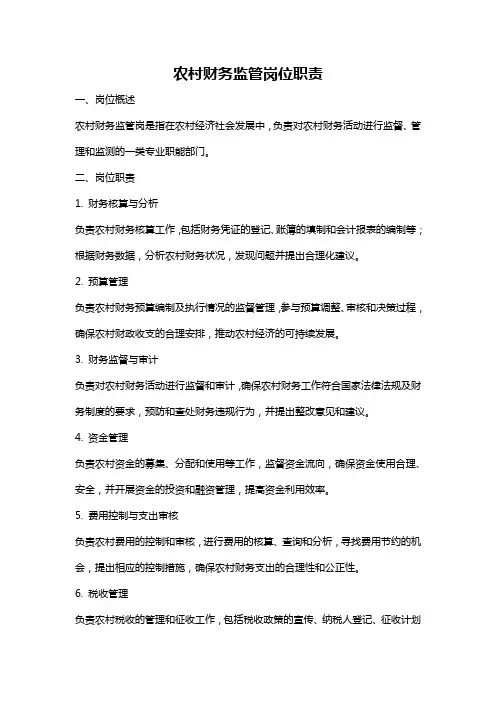 农村财务监管岗位职责