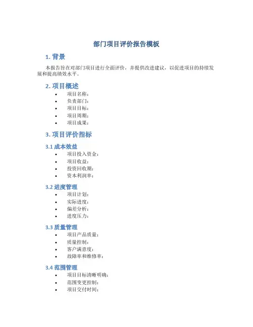 部门项目评价报告模板