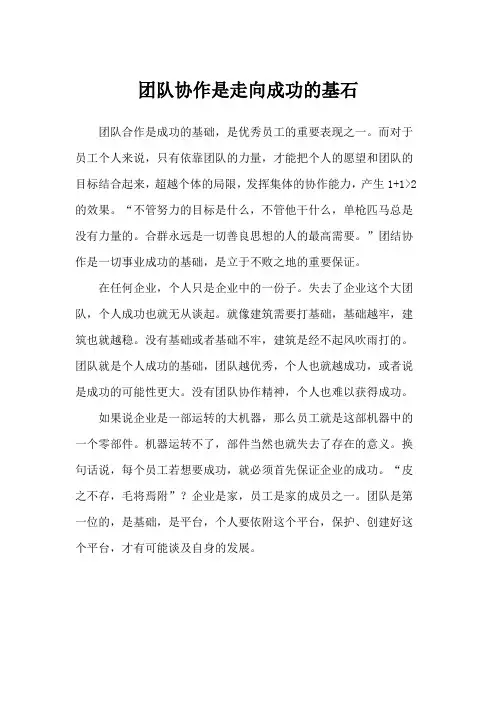 团队协作是走向成功的基石