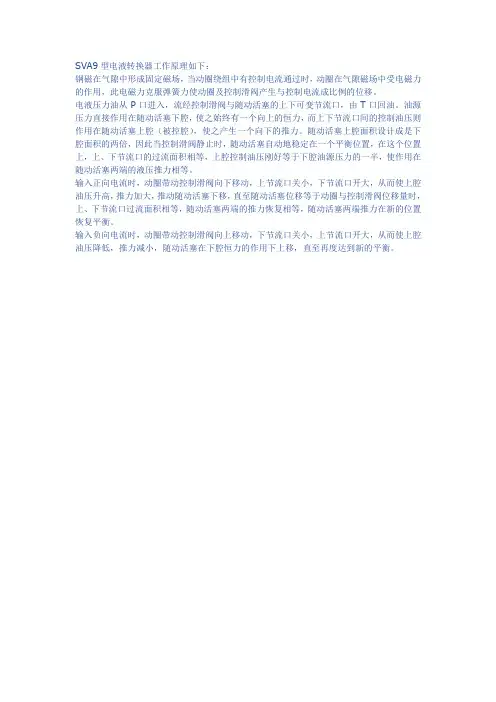 SVA9型电液转换器工作原理