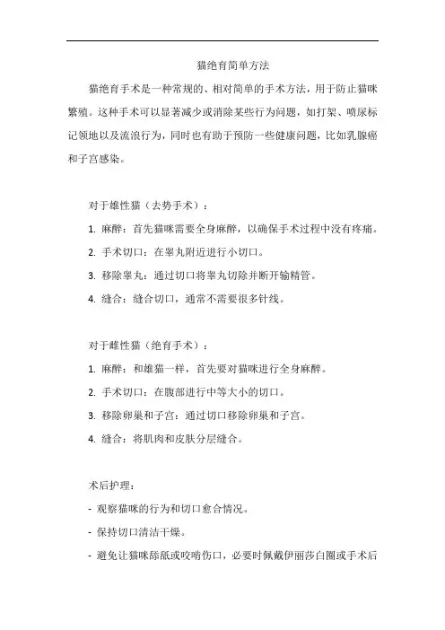 猫绝育简单方法