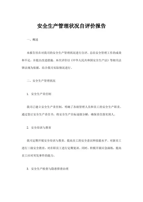 安全生产管理状况自评价报告